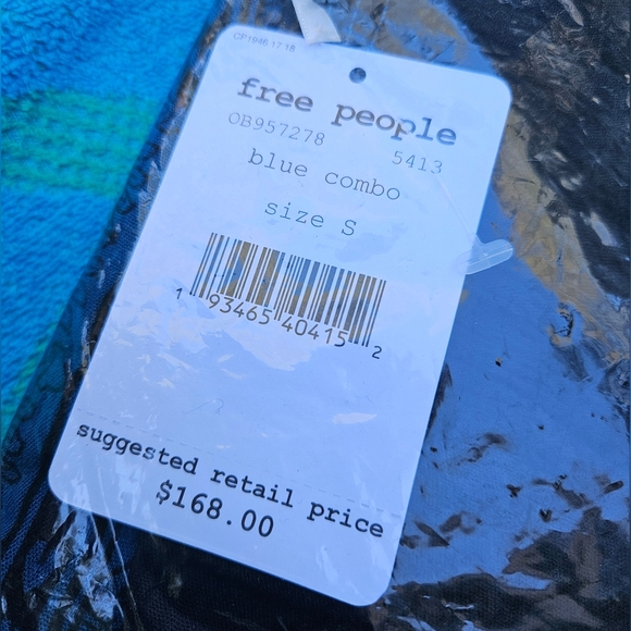 Free People In Search Of Paradise Midi Dress Blue Mixed Print Flowy Small NWT - Picture 3 of 16